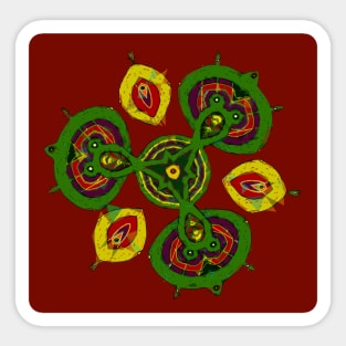 Petaaw Dance of the Cowrie Mystical African Patterns Red Yellow Green Sticker